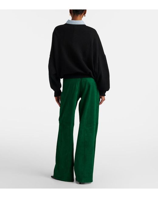 Stouls Green Mytheo Suede Wide-Leg Pants
