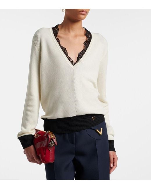 Valentino White Vlogo Wool-Blend Sweater