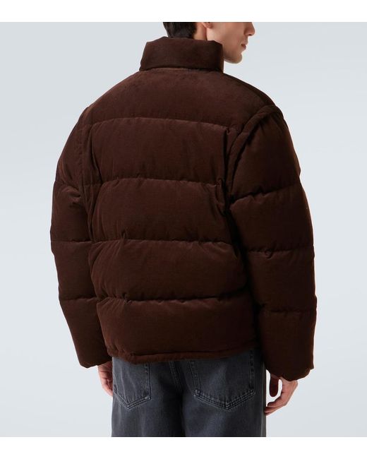 Prada Brown Convertible Cotton Corduroy Down Jacket for men