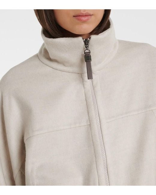 Brunello Cucinelli White Monili Virgin Wool Jacket
