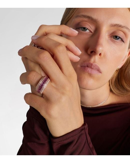 SHAY Pink 18Kt Rose Ring With Sapphire And Diamonds