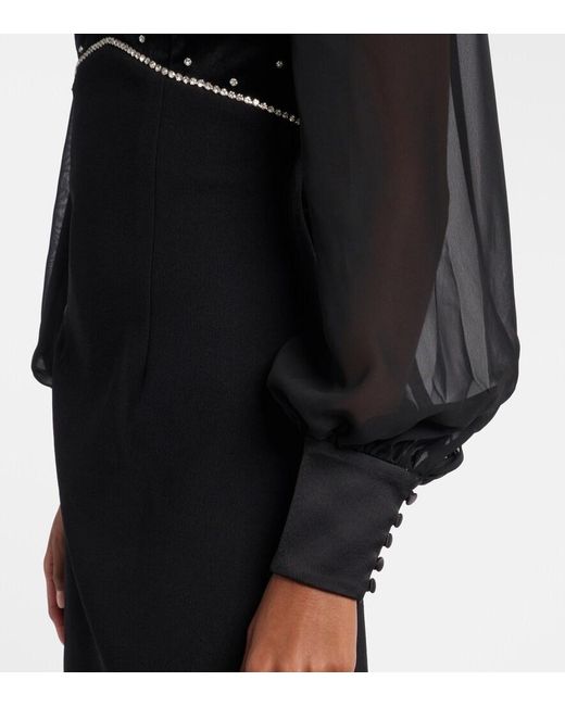 Rebecca Vallance Black Crystal-Embellished Minidress