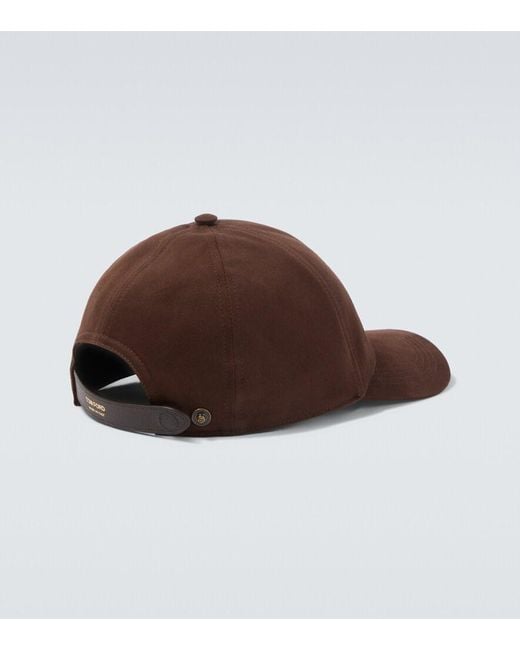 Tom Ford Brown Logo Cotton Canvas Baseball Cap for men