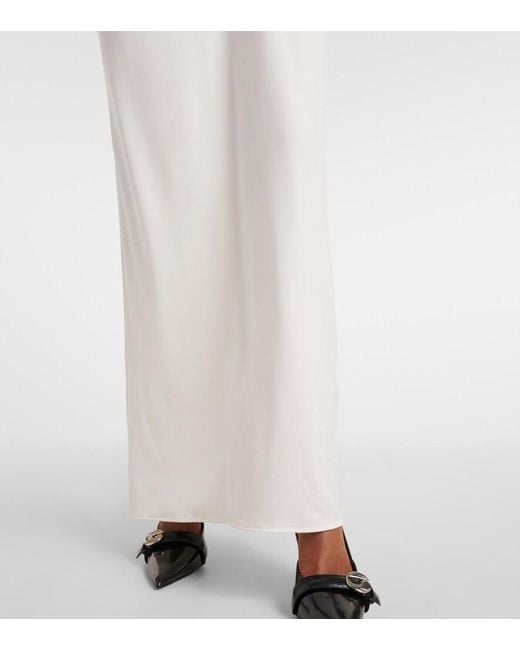 Coperni White Draped Embellished Jersey Maxi Dress