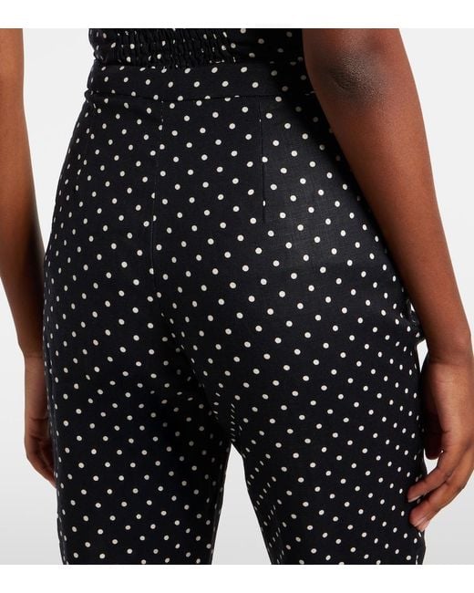 Faithfull The Brand Black Iria Polka-Dot Linen Capri Pants