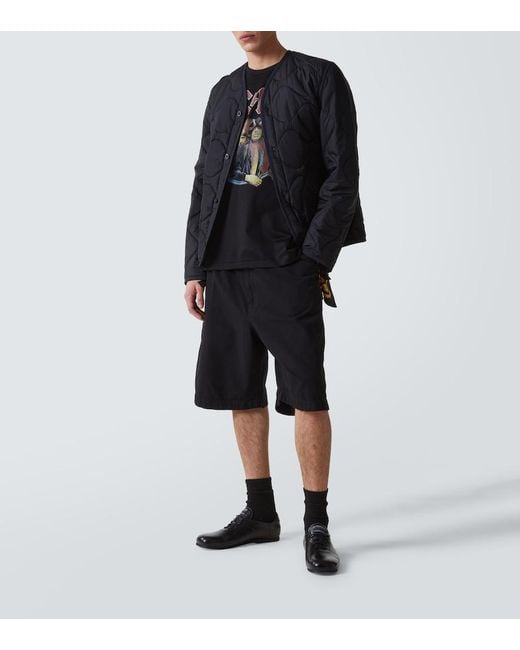 Junya Watanabe Black Ac/Dc Printed Caped Cotton Jersey T-Shirt for men