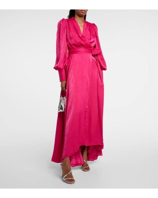 Vestido wrap Stila de saten Costarellos de color Pink