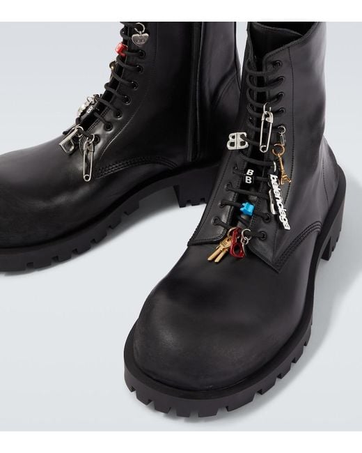 Balenciaga Hummer Leather Lace-Up Boots in Black for Men | Lyst