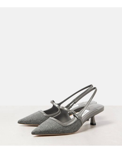 Jimmy Choo Gray Didi Flannel Slingback Pumps