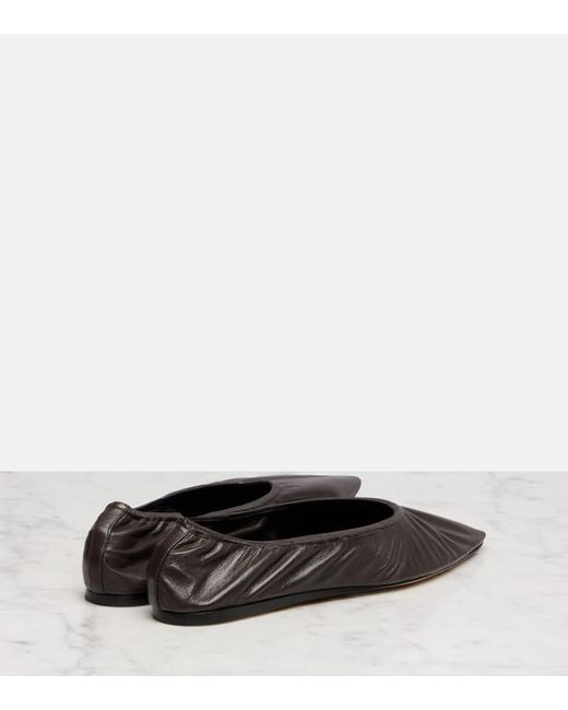 The Row Brown Liisa Leather Ballet Flats