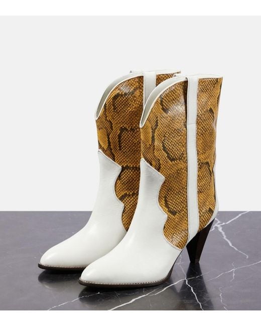 Isabel Marant White Witney Snake-Effect Leather Ankle Boots