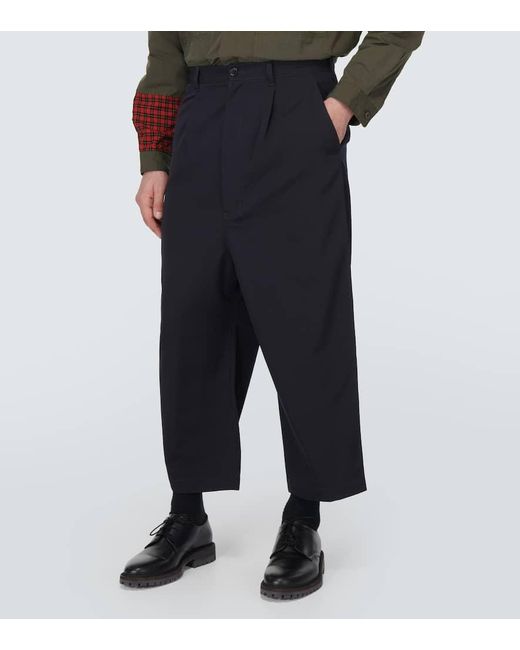 Pantalones de lana de tiro alto cropped Comme des Garçons de hombre de color Blue
