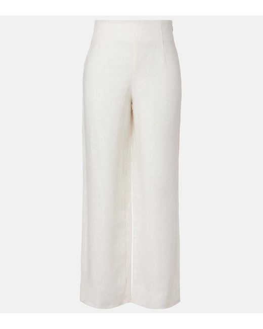 Posse White Noelle Linen Wide-Leg Pants