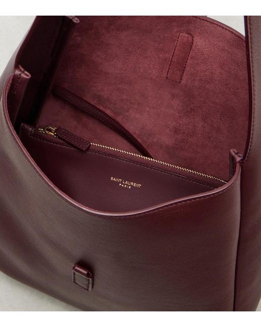 Saint Laurent Purple Le 5 A 7 Small Leather Tote Bag