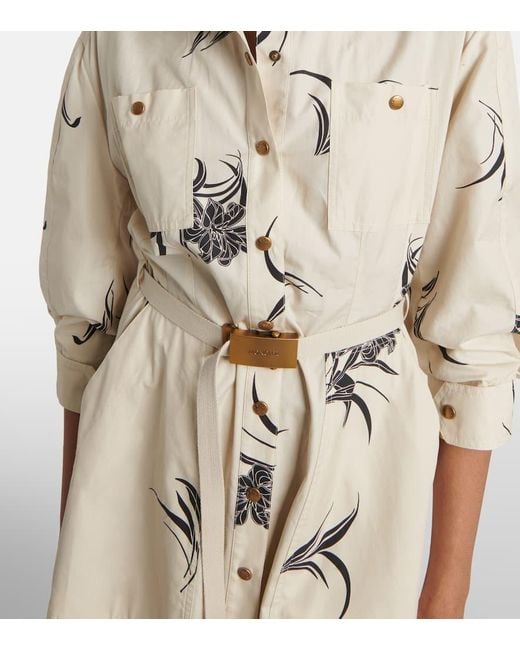 Moncler Natural Hemdblusenkleid Aus Baumwollpopeline