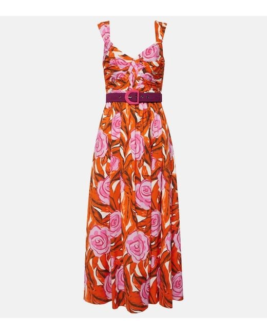 Diane von Furstenberg Red Artie Cotton-Blend Midi Dress