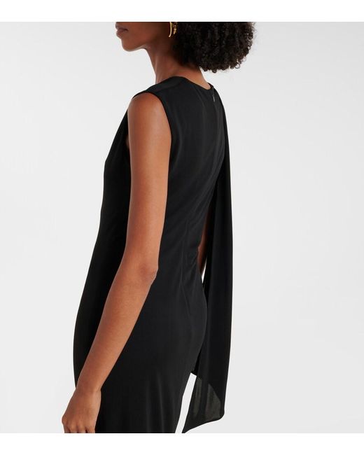 Tom Ford Black Cutout Shoulder-Drape Viscose Crepe Jersey Cocktail Dress