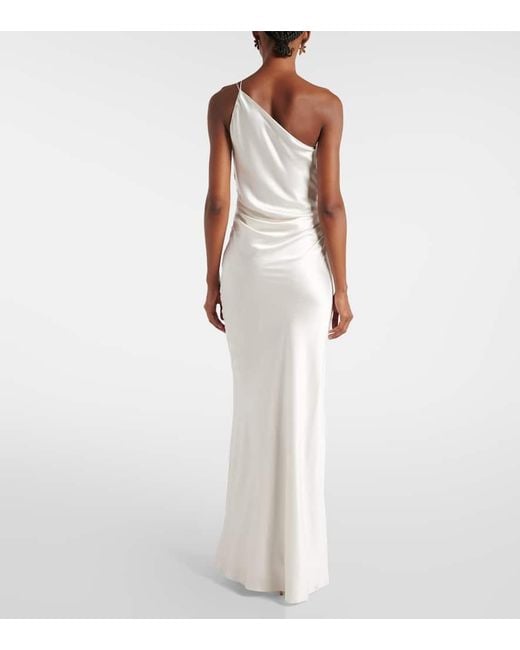 The Sei White One-Shoulder Silk Satin Gown