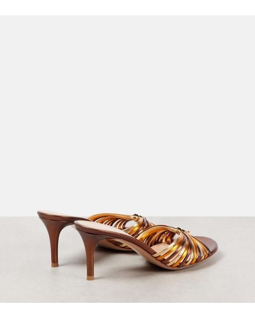 Gianvito Rossi Brown Vyna 70 Metallic Leather Mules