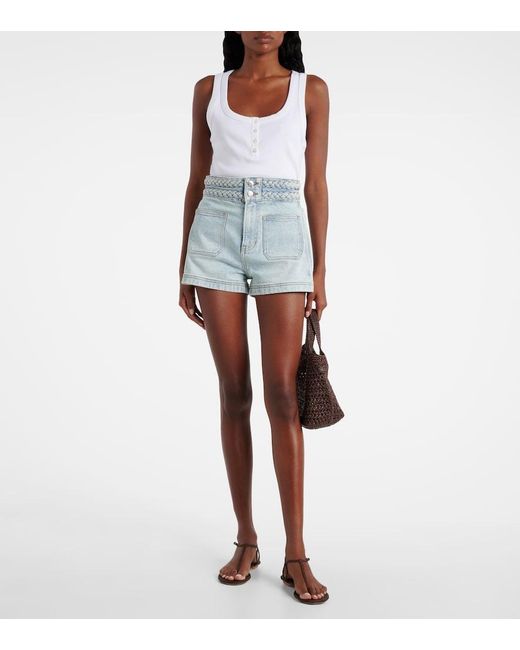 Veronica Beard Blue Elijah High-Rise Denim Shorts