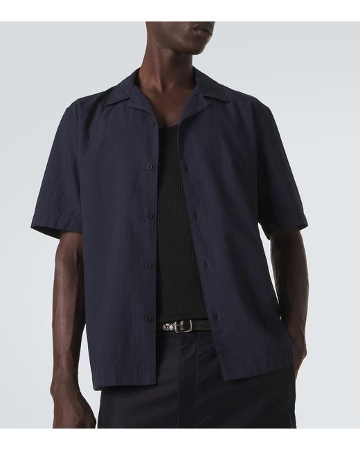 Sunspel Blue Striped Cotton Shirt for men