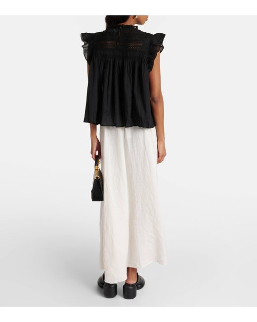 Velvet Black Inessa Ruffle-trimmed Cotton Blouse