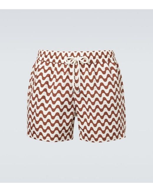Frescobol Carioca Brown Rio Printed Swim Trunks for men
