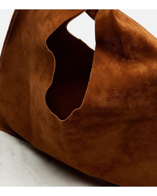 The Row Brown Bindle Small Suede Tote Bag