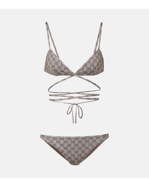 Gucci White Gg Jersey Bikini