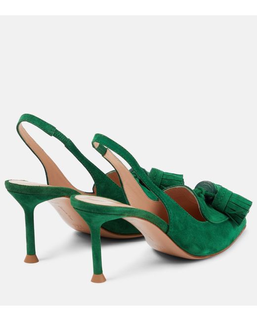 Gianvito Rossi Embellished Suede Slingback Pumps in Green Lyst
