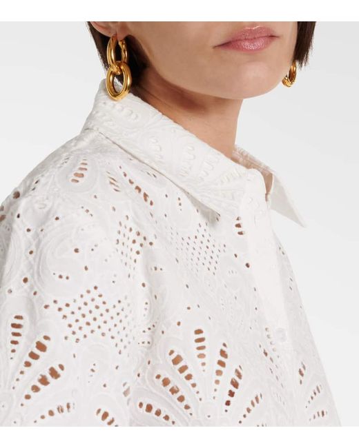 Self-Portrait White Embroidered Cotton Shirt