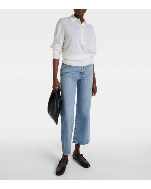 Agolde Blue Straight Cropped Jeans Harper