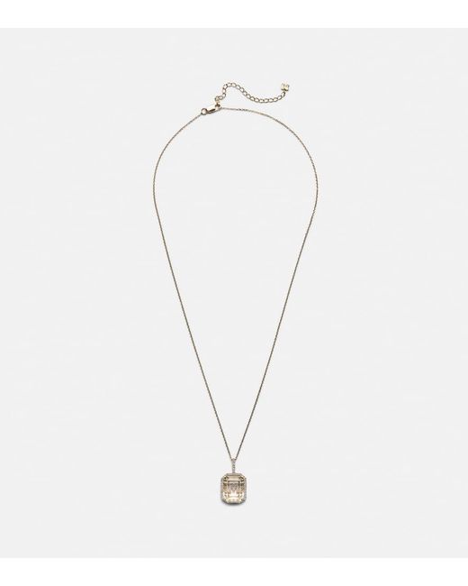 Mateo White Initial 14Kt Necklace With Quartz And Diamonds