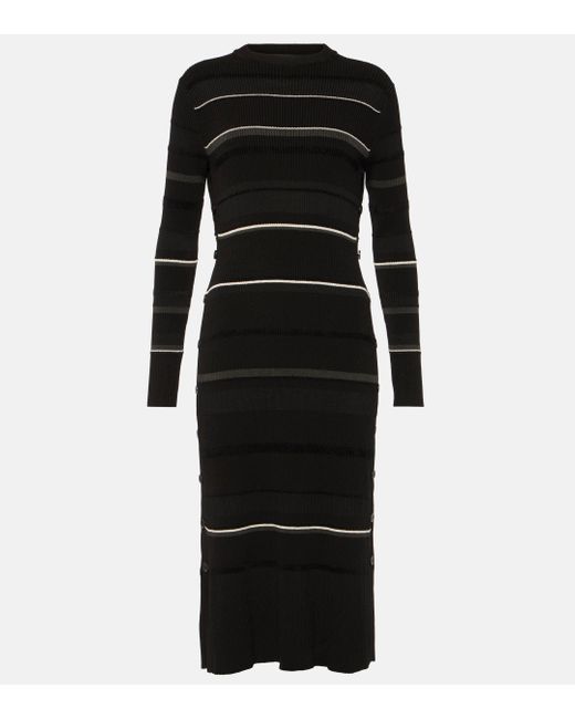 Proenza Schouler Black Striped Knitted Midi Dress