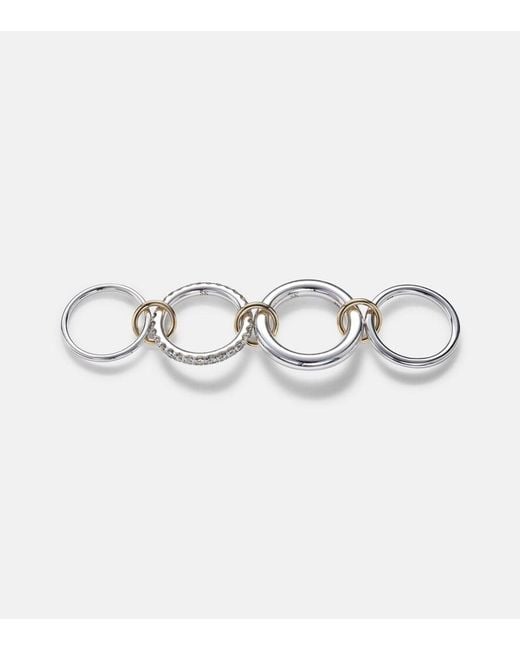 Spinelli Kilcollin Metallic Janssen Sg Gris Sterling Ring With Diamonds And And Rose Connectors