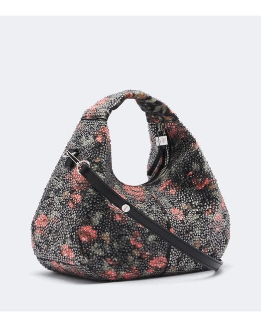 Ganni Black Mini Embellished Floral Top-Handle Bag