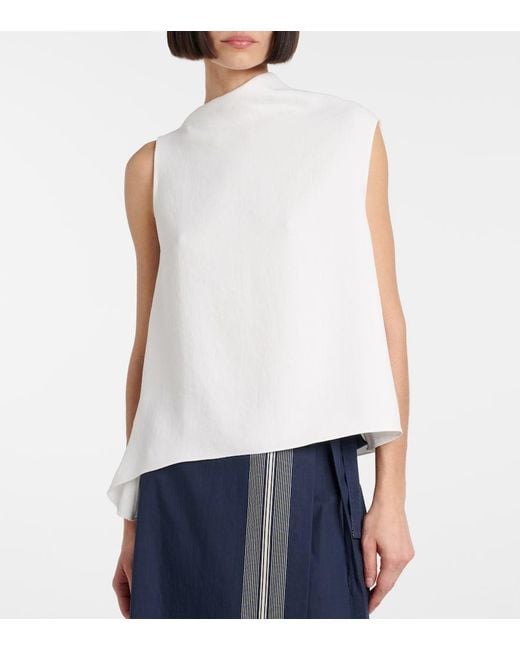 Vince White Asymmetric Draped Top