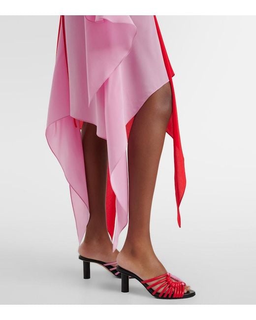 J.W. Anderson Red Draped Caped Silk Midi Dress