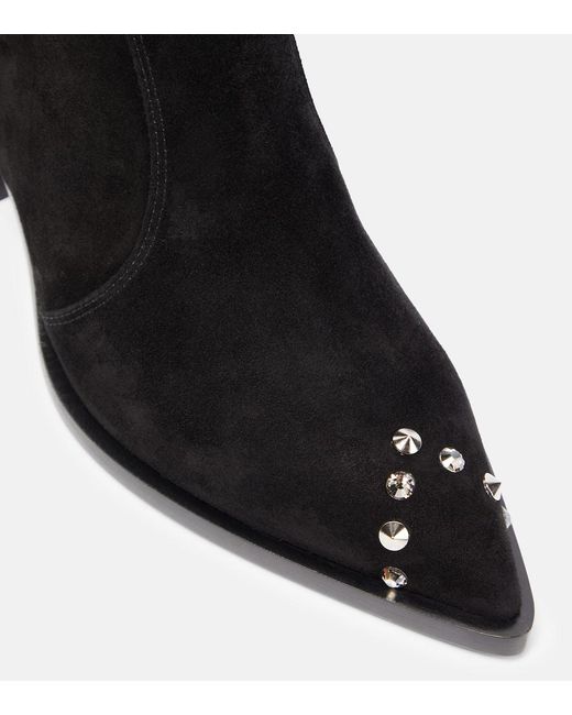 Gianvito Rossi Black Denver Studded Suede Cowboy Boots