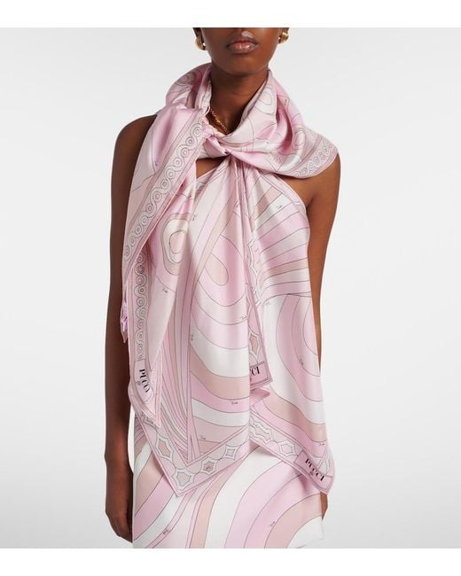 Emilio Pucci Pink Occhi Silk Twill Scarf