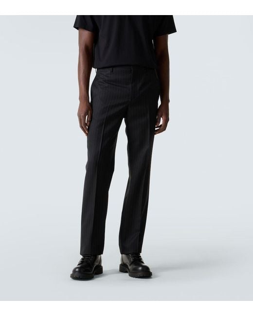 Givenchy Black Pinstripe Wool Straight Pants for men