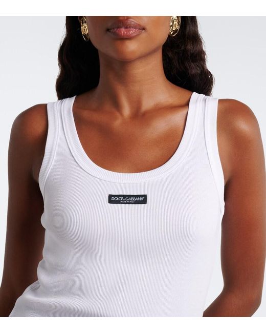 Dolce & Gabbana White Logo Cotton Tank Top