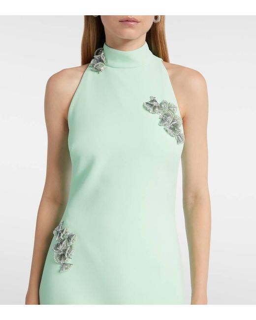Safiyaa Green Verzierte Robe Priscilla Aus Crepe