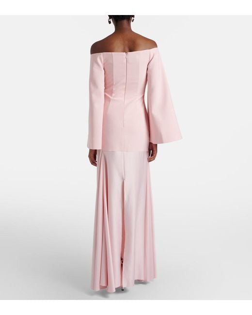Solace London Pink Rina Satin And Crepe Maxi Dress