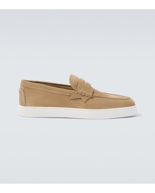 Christian Louboutin White Harold Suede Slip-On Shoes for men
