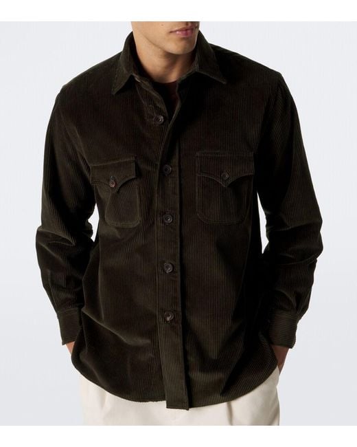 Rubinacci Black Cotton Corduroy Overshirt for men