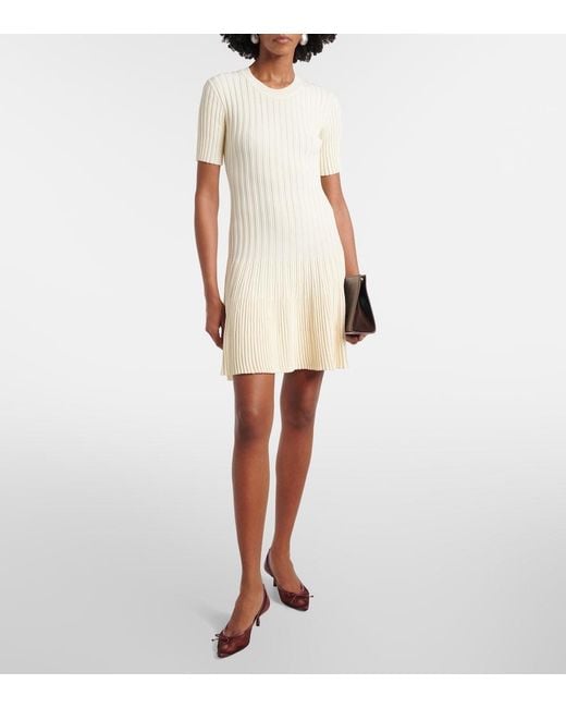 AMI Natural Ribbed-Knit Minidress