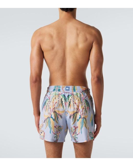 Etro Blue Printed Swim Trunks for men