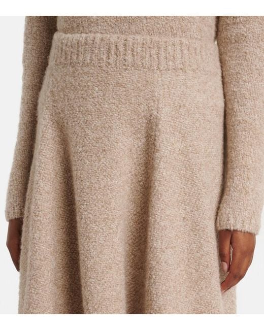 Agnona Natural Cashmere, Silk, And Wool Midi Skirt