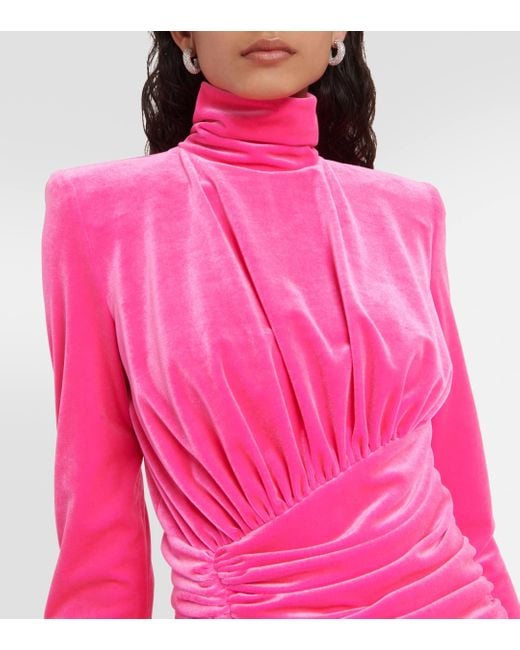 Robe Ruched en velours Alexandre Vauthier en coloris Pink